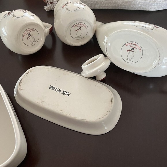 Royal Seasons Snowman Christmas Table Coffee/Dinner Set Holidays 8 pcs - Picture 11 of 12